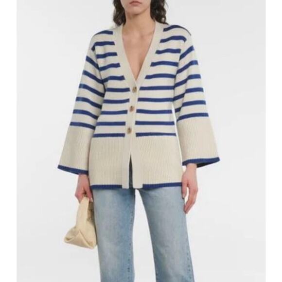 Toteme wool blue striped cardigan - Picture 2 of 8